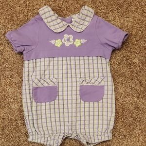 Purple Plaid Baby Romper, Size 12 Months